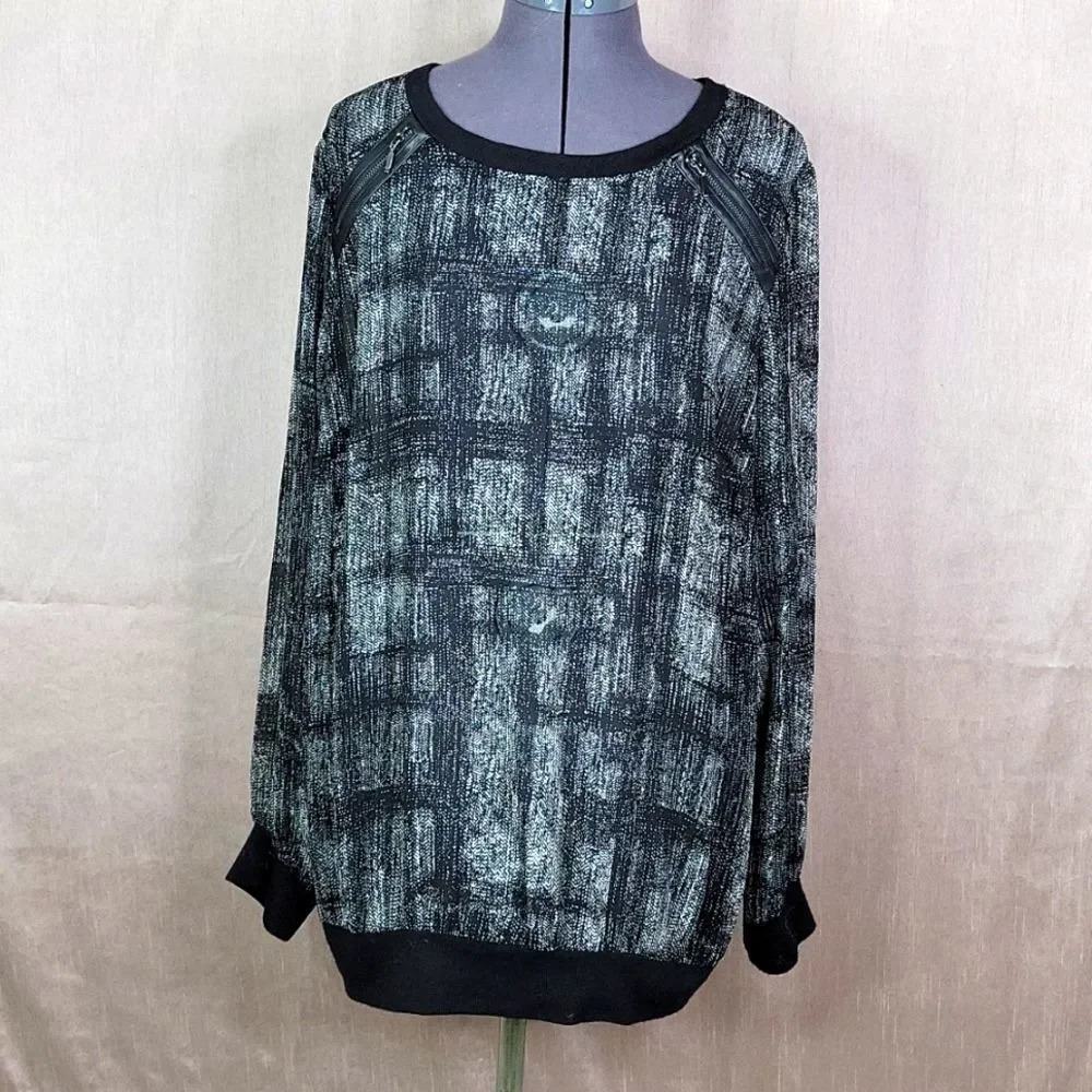 LANE BRYANT Black and‎ White Semi Sheer Blouse